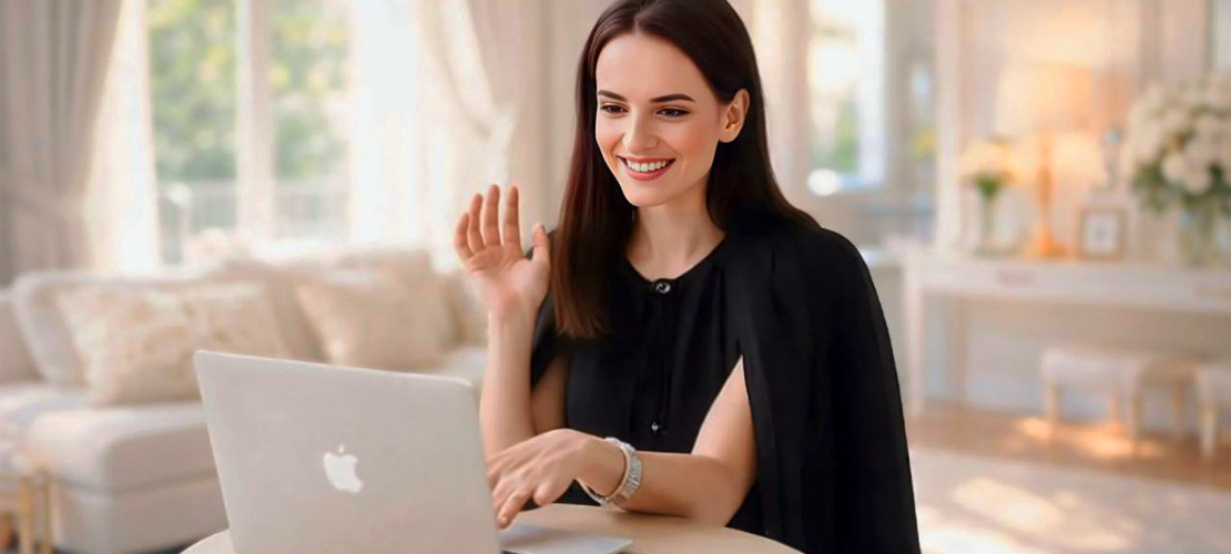 Веб-модель общается с аудиторией онлайн